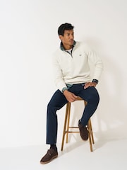 Crew Clothing White Classic Half Zip Sweatshirt - Image 3 of 5