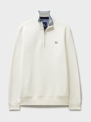 Crew Clothing White Classic Half Zip Sweatshirt - Image 5 of 5