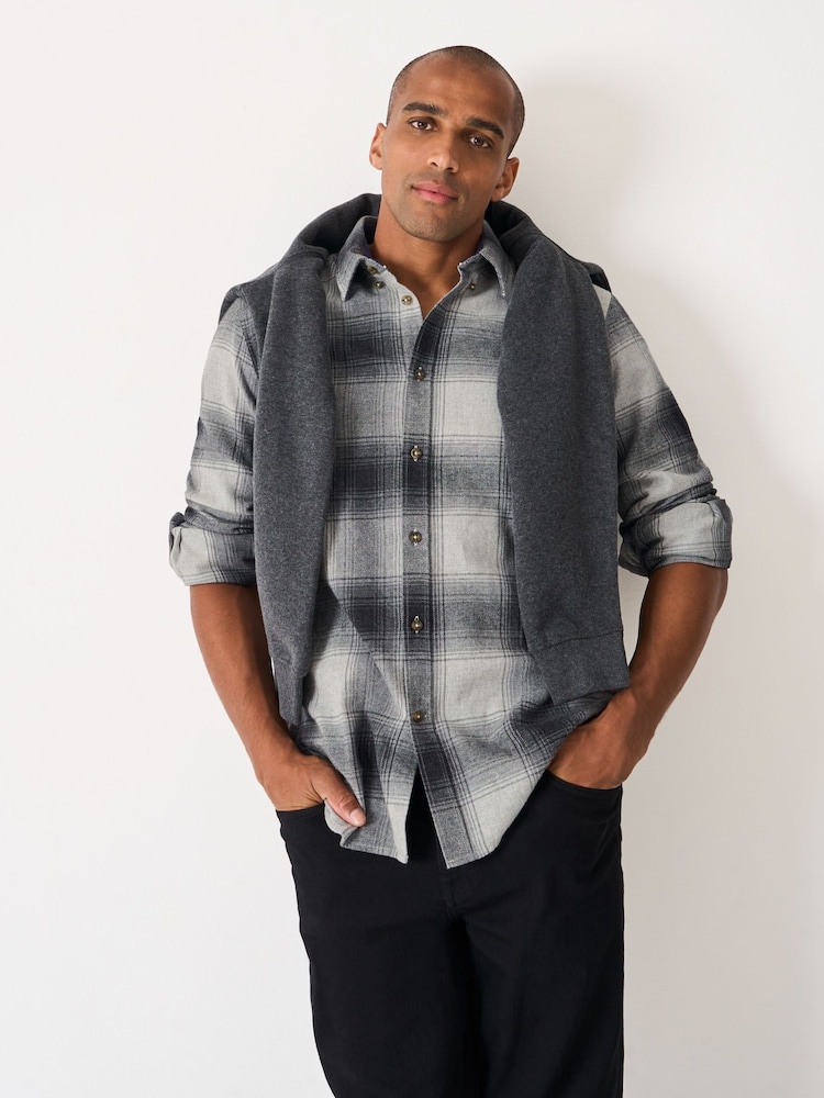 Crew Clothing Grey Filey Check Flannel Shirt - Image 1 of 5
