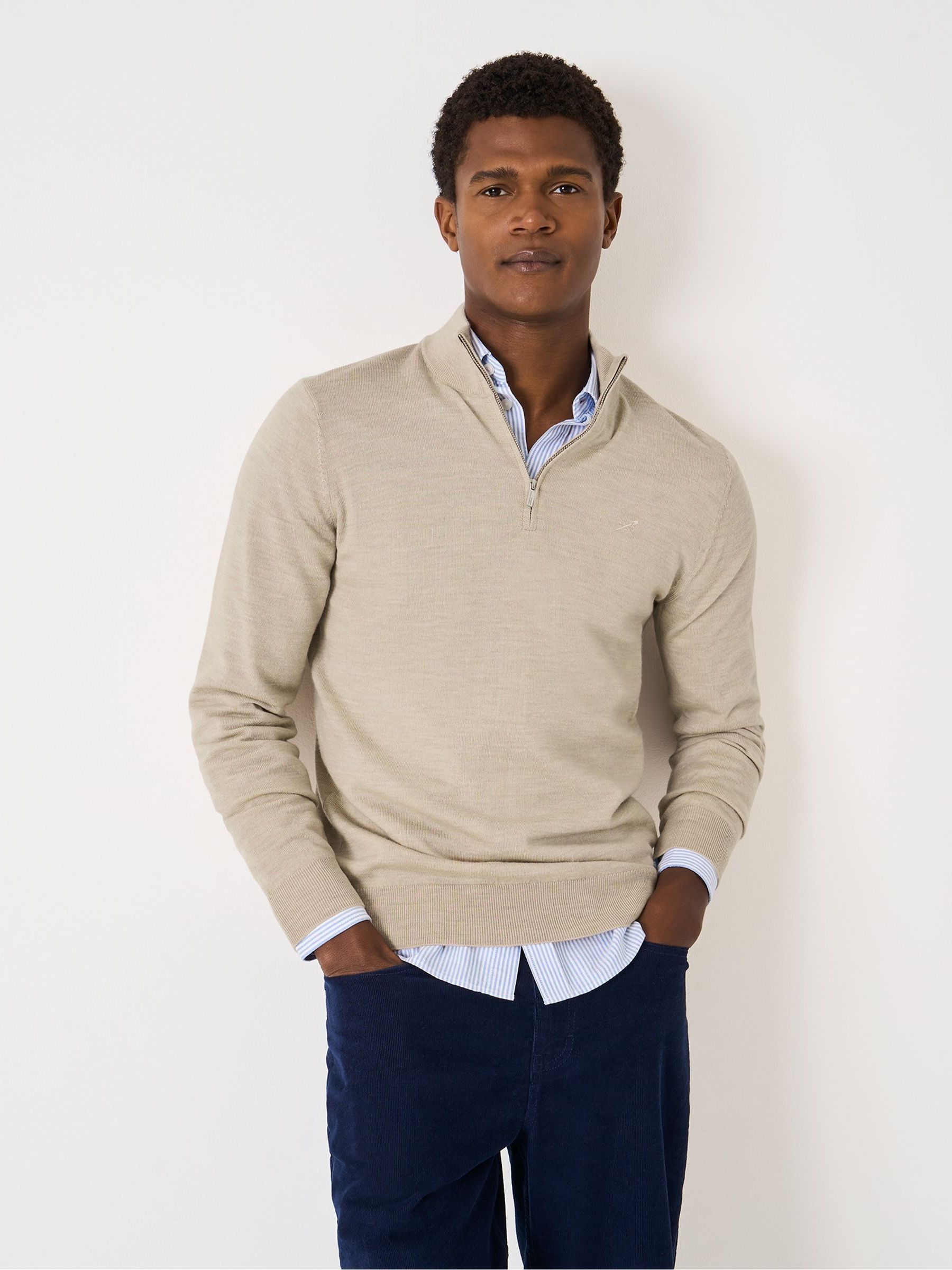Buy Crew Clothing Natural Merino Half Zip Jumper from Next Romania