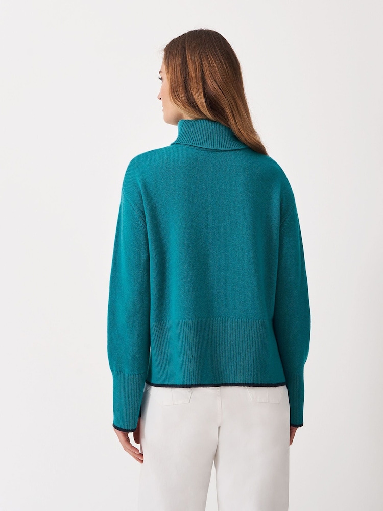 Crew Clothing Blue Harmony Saddle Funnel Neck Jumper - Image 2 of 4 Crew Clothing Blue Harmony Saddle Funnel Neck Jumper - Image 2 of 4