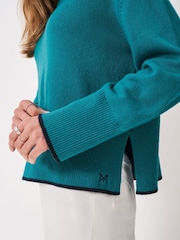 Crew Clothing Blue Harmony Saddle Funnel Neck Jumper - Image 4 of 4