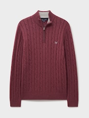 Crew Clothing Red Oarsman Cable Half Zip Jumper - Image 5 of 5