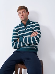 Crew Clothing Blue Rope Cable Half Zip Jumper - Image 1 of 5