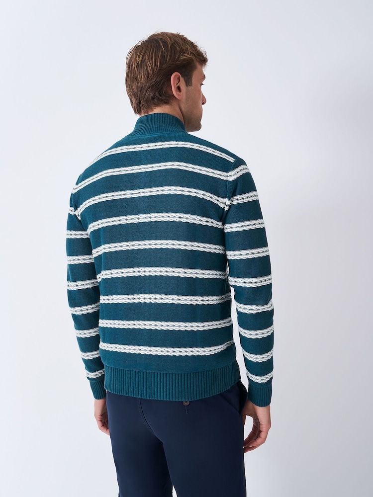 Crew Clothing Blue Rope Cable Half Zip Jumper - Image 2 of 5