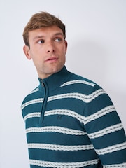 Crew Clothing Blue Rope Cable Half Zip Jumper - Image 4 of 5