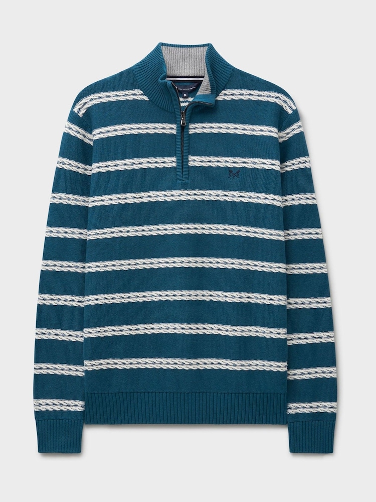 Crew Clothing Blue Rope Cable Half Zip Jumper - Image 5 of 5