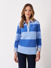 Crew Clothing Blue Long Sleeve Stripe Rugby Shirt - Image 1 of 5