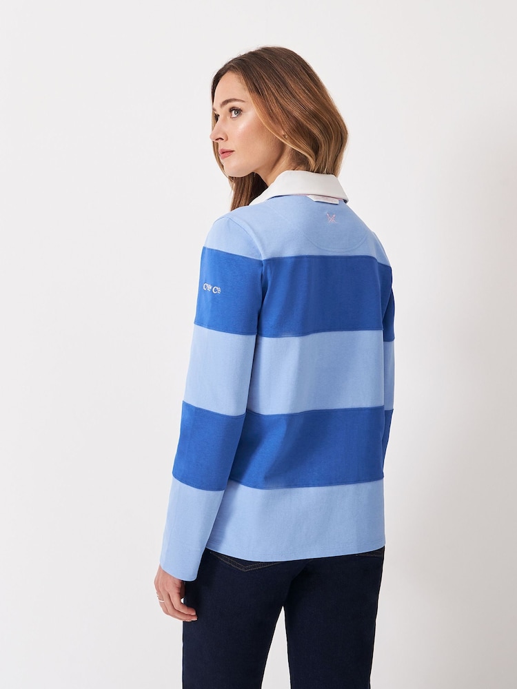 Crew Clothing Blue Long Sleeve Stripe Rugby Shirt - Image 2 of 5