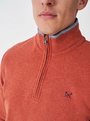 Crew Clothing Red Classic Half Zip Sweatshirt - Image 4 of 5