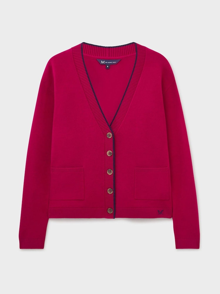 Crew Clothing Red V-Neck Pocket Cardigan - Image 5 of 5 Crew Clothing Red V-Neck Pocket Cardigan - Image 5 of 5