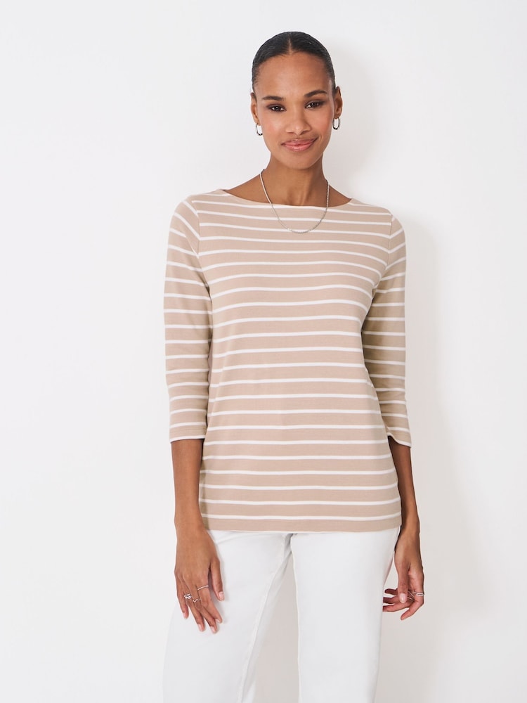 Crew Clothing Natural Ultimate Breton T-Shirt - Image 1 of 5