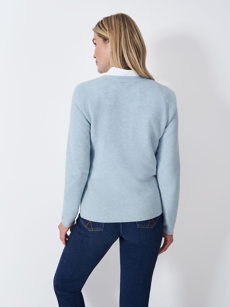 Crew Clothing Blue Harmony Links Crew Neck Jumper - Image 2 of 5