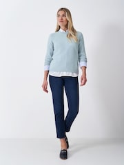 Crew Clothing Blue Harmony Links Crew Neck Jumper - Image 3 of 5