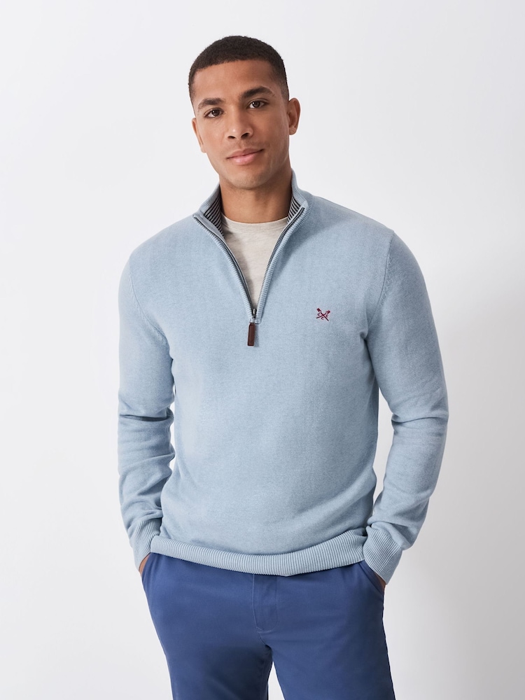Crew Clothing Blue Classic Half Zip Jumper - Image 1 of 5