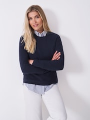 Crew Clothing Blue Harmony Links Crew Neck Jumper - Image 1 of 5