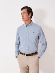 Crew Clothing Green Slim Fit Marl Check Poplin Shirt - Image 1 of 5