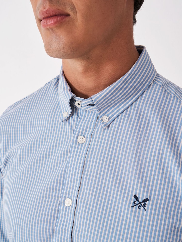 Crew Clothing Green Slim Fit Marl Check Poplin Shirt - Image 2 of 5