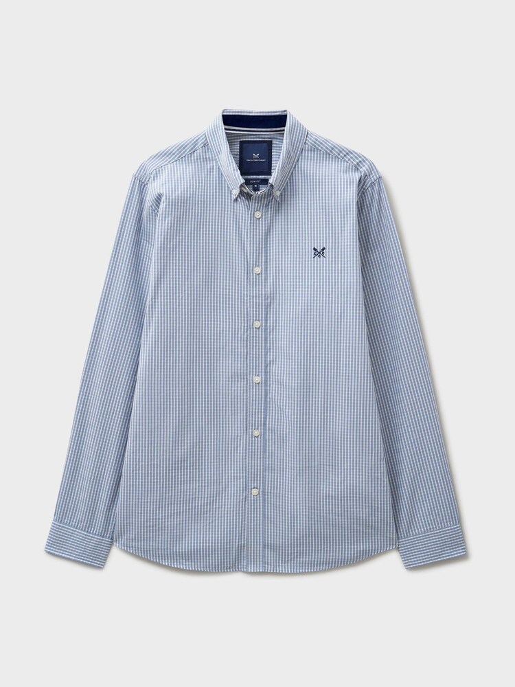 Crew Clothing Green Slim Fit Marl Check Poplin Shirt - Image 5 of 5