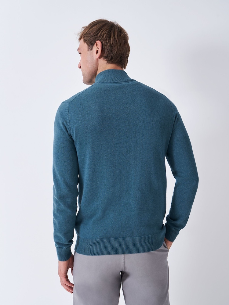 Crew Clothing Blue Classic Half Zip Jumper - Image 2 of 5