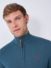 Crew Clothing Blue Classic Half Zip Jumper - Image 4 of 5