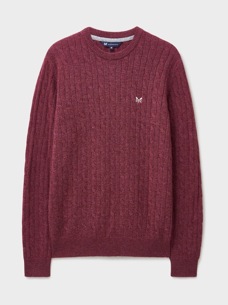 Crew Clothing Red Lambswool Cable Crew Neck Jumper - Image 5 of 5