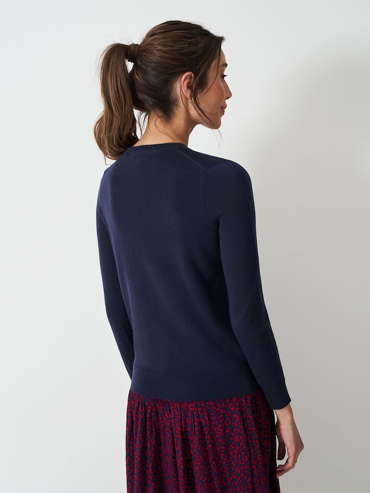 Crew Clothing Blue Merino Wool Crew Cardigan - Image 2 of 5