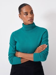 Crew Clothing Blue Merino Wool Libby Roll Neck Jumper - Image 1 of 5