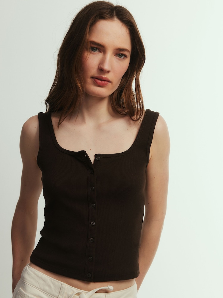 The Set 3 Pack Button Through Vests Black/Brown/White - Image 1 of 6