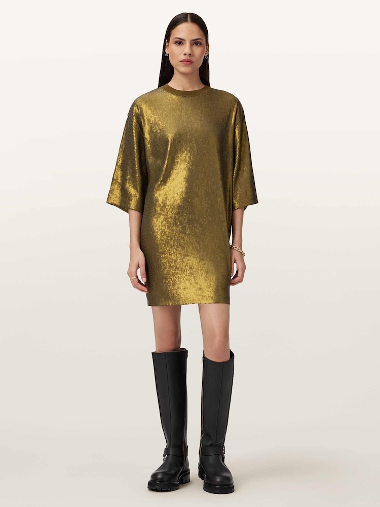 AllSaints Green Opal Logo Dress - Image 2 of 7