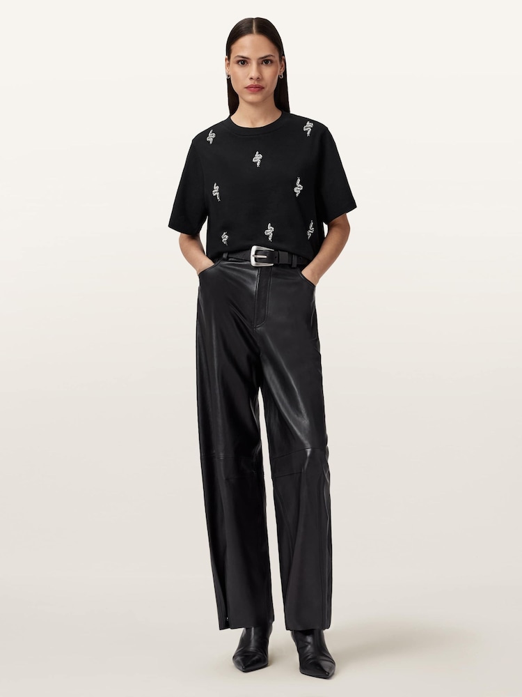 AllSaints Black Rhea Lisa T-Shirt - Image 2 of 7