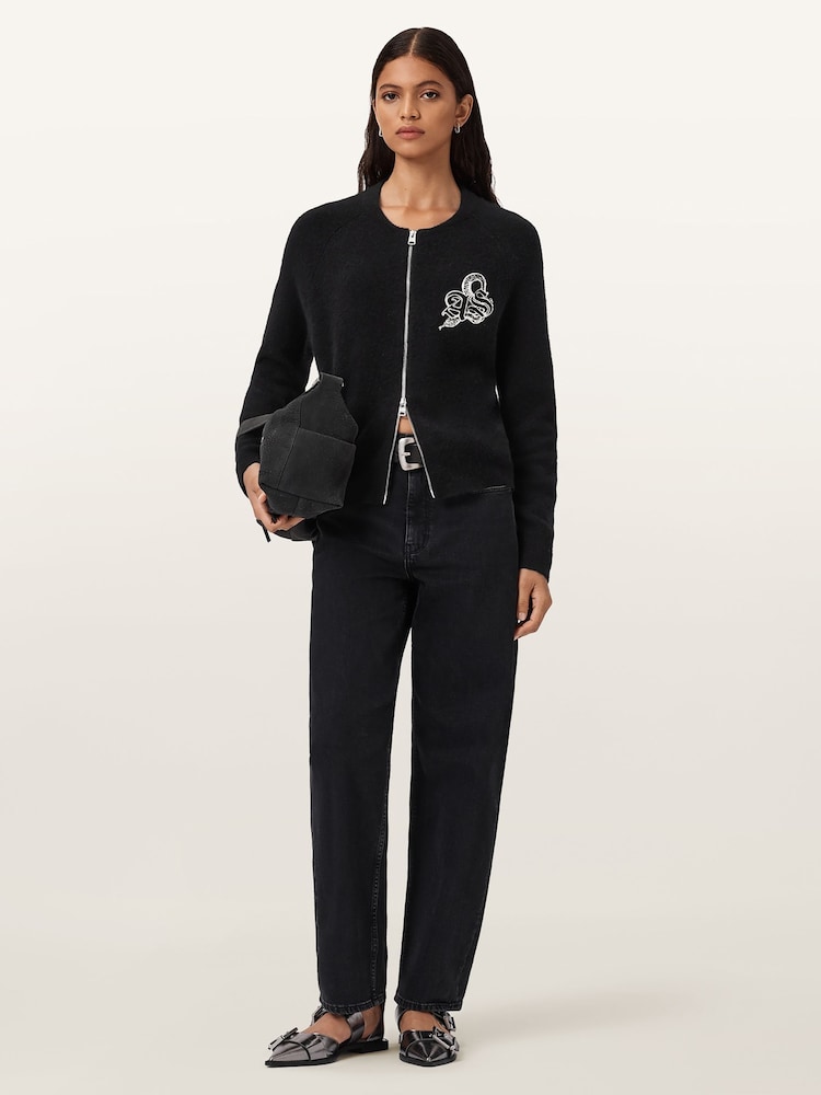 AllSaints Black Jaqueline As Bomber Jacket - Image 1 of 7