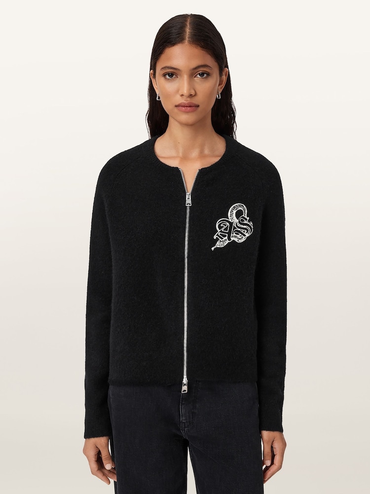 AllSaints Black Jaqueline As Bomber Jacket - Image 2 of 7