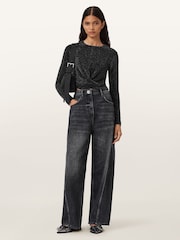 AllSaints Grey Skylar LS T-Shirt - Image 2 of 8