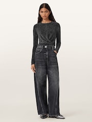 AllSaints Grey Skylar LS T-Shirt - Image 4 of 8