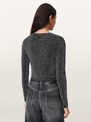 AllSaints Grey Skylar LS T-Shirt - Image 7 of 8