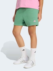 adidas Green 3-Stripe Studio Fleece Shorts - Image 1 of 6
