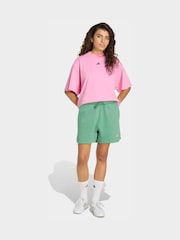 adidas Green 3-Stripe Studio Fleece Shorts - Image 3 of 6