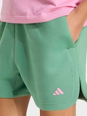 adidas Green 3-Stripe Studio Fleece Shorts - Image 5 of 6