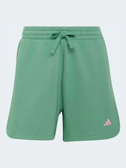 adidas Green 3-Stripe Studio Fleece Shorts - Image 6 of 6