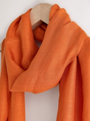 Rust Brown Linen Blend Tassel Lightweight Scarf - Image 6 of 7