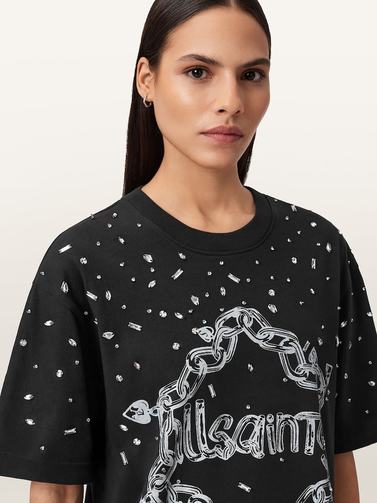 AllSaints Black Drip Scatter Dress - Image 2 of 7