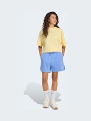 adidas Blue 3-Stripe Studio Fleece Shorts - Image 3 of 6