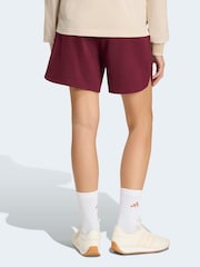 adidas Red 3-Stripe Studio Fleece Shorts - Image 2 of 6