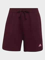 adidas Red 3-Stripe Studio Fleece Shorts - Image 6 of 6