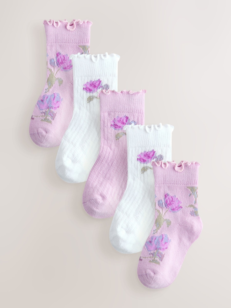 Laura Ashley Multi Baby Ruffle Frill Socks 5 Pack - Image 1 of 8