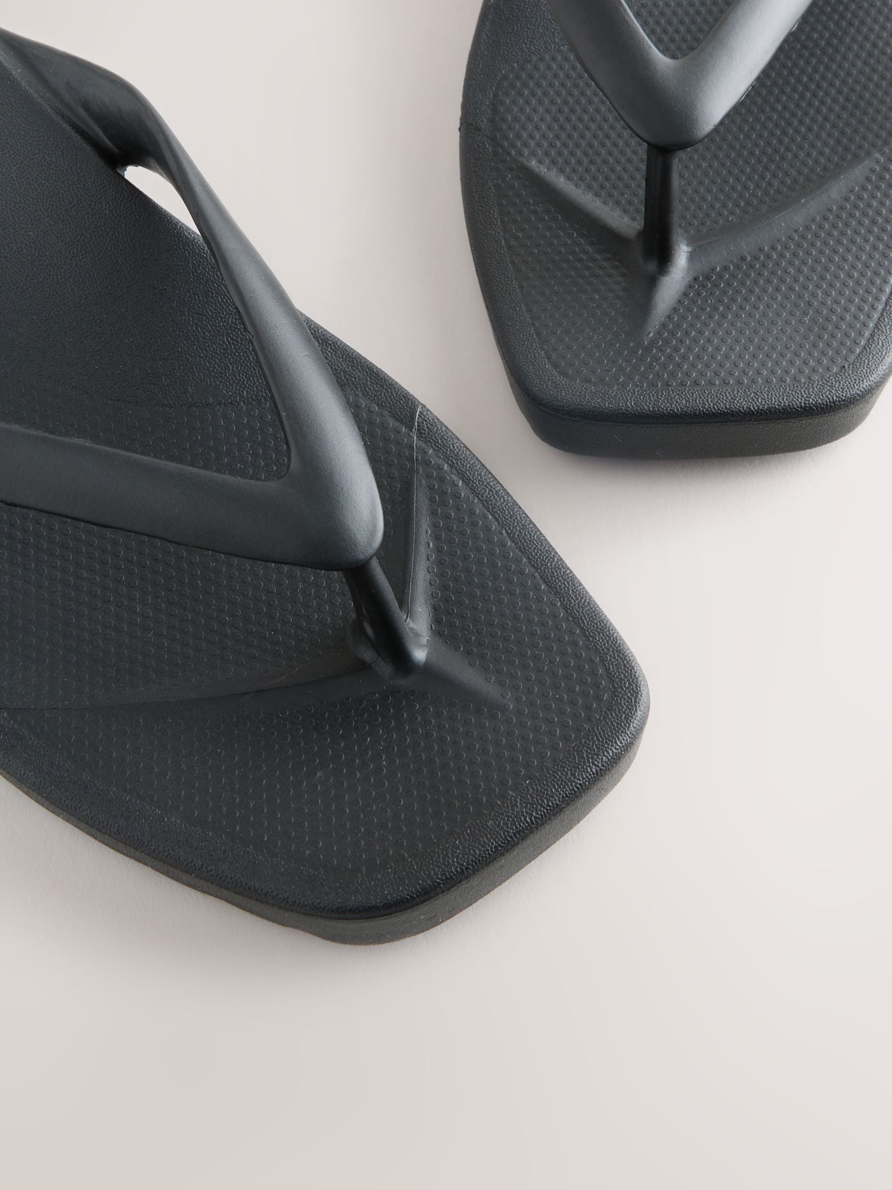 Buy Black Extra Wide Fit Arch Support Square Toe Flip Flops from
