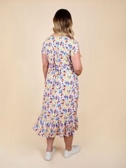 JoJo Maman Bébé Multi Coloured Floral Puff Sleeve Button Through Tie Waist Maternity Tea Dress - Image 2 of 5