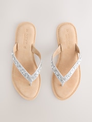 Silver Standard/Wide Fit Forever Comfort® Beaded Toe Thong Sandals - Image 1 of 5