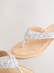 Silver Standard/Wide Fit Forever Comfort® Beaded Toe Thong Sandals - Image 3 of 5
